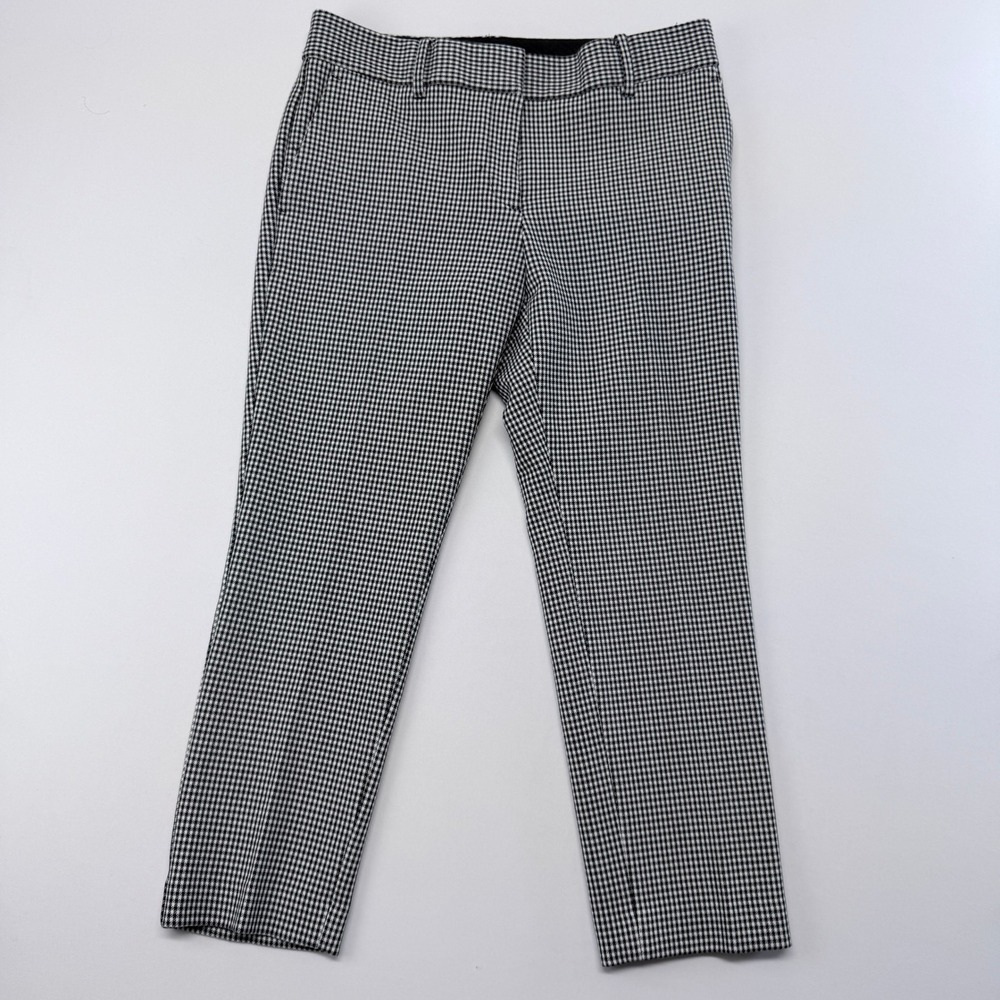 Ann Taylor Petite Devin Fit Houndstooth Ankle Pants Black White 6P Slim Tapered